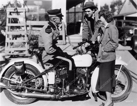 candid James Stewart Janet Gaynor and State Policeman on cool Harley Davidson 6273-26