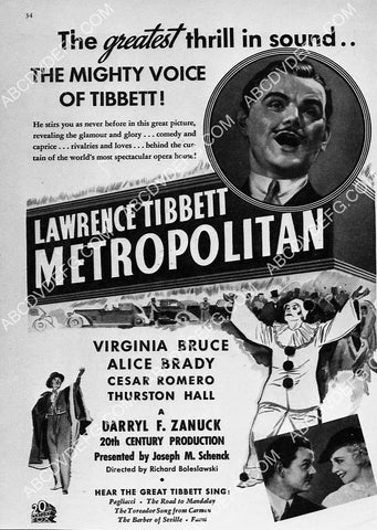 ad slick Lawrence Tibbett film Metropolitan 6473-06