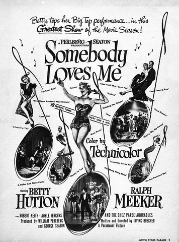ad slick Betty Hutton film Somebody Loves Me 6482-17