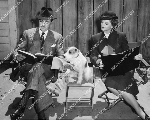 William Powell, Myrna Loy, Asta the dog read script on set film Thin Man Goes Home 6861-017