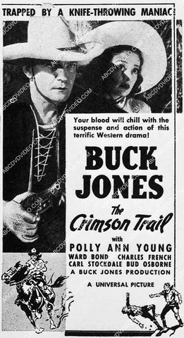ad slick Buck Jones, Polly Ann Young film The Crimson Trail 6877-002