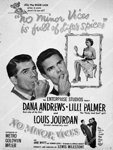 ad slick Dana Andrews, Lilli Palmer film No Minor Vices 6877-037