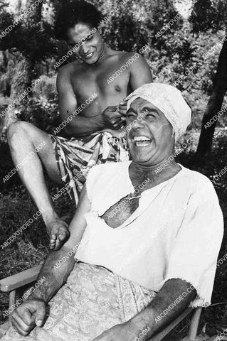 candid Sabu & Lon Chaney Jr having on set film Cobra Woman 7019-014