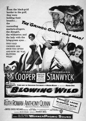 ad slick Gary Cooper Barbara Stanwyck Blowing Wild 7633-01