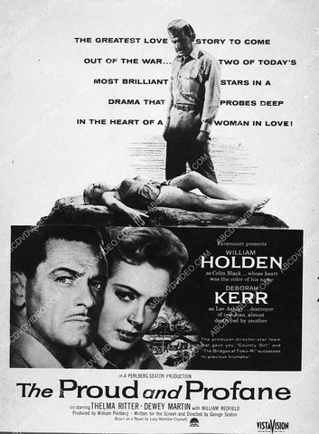 ad slick William Holden Deborah Kerr film The Proud and Profane 7837-31