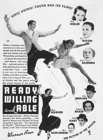 ad slick Ruby Keeler film Ready, Willing and Able 8124-01