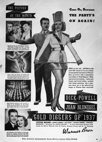 ad slick Dick Powell Joan Blondell Gold Diggers of 1937 8129-01