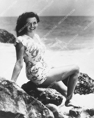Jane Russell on the rocks at the beach 8905-08