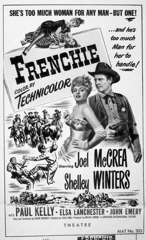 ad slick Shelley Winter Joel McCrea film Frenchie 9021-14