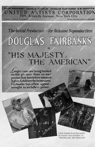 ad slick Douglas Fairbanks Sr film His Majesty the American 9482-24