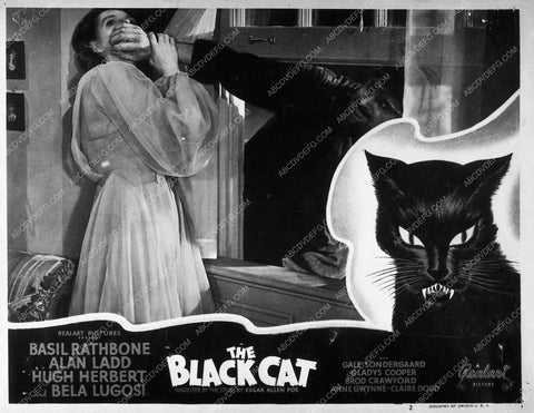 ad slick Basil Rathbone Alan Ladd The Black Cat 9900-15