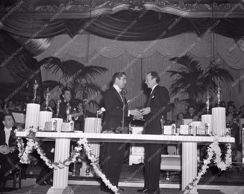 1938 Oscars Tyrone Power Gary Cooper on stage aa1938-17</br>Los Angeles Newspaper press pit reprints from original 4x5 negatives for Academy Awards.