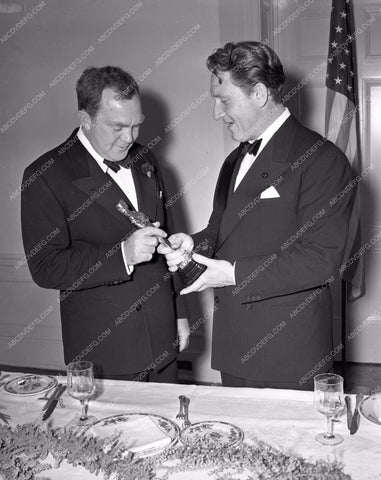 1939 Oscars Spencer Tracy Thomas Mitchell and statue aa1939-09</br>Los Angeles Newspaper press pit reprints from original 4x5 negatives for Academy Awards.
