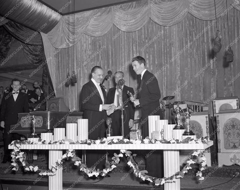 1940 Oscars James Stewart receiving his Academy Award aa1940-01</br>Los Angeles Newspaper press pit reprints from original 4x5 negatives for Academy Awards.