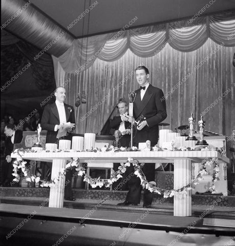 1940 Oscars James Stewart receiving his Academy Award aa1940-12</br>Los Angeles Newspaper press pit reprints from original 4x5 negatives for Academy Awards.