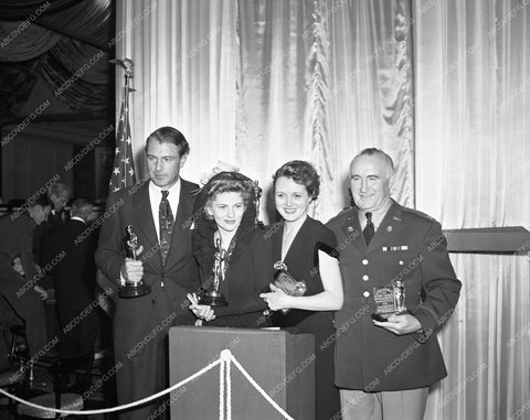 1941 Oscars Joan Fontainee Gary Cooper Mary Astor Donald Crisp aa1941-17</br>Los Angeles Newspaper press pit reprints from original 4x5 negatives for Academy Awards.