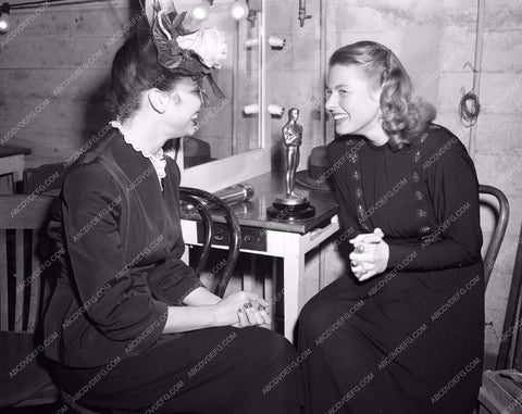 1944 Oscars Jennifer Jones Ingrid Bergman backstage Academy Awards aa1944-08</br>Los Angeles Newspaper press pit reprints from original 4x5 negatives for Academy Awards.