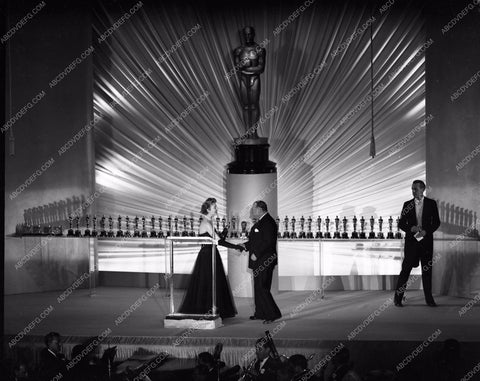 1949 Oscars stage shot of statues and ceremony Academy Awards aa1949-112</br>Los Angeles Newspaper press pit reprints from original 4x5 negatives for Academy Awards.