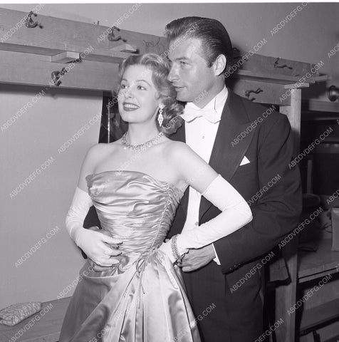 1949 Oscars Arlene Dahl Lex Barker backstage Academy Awards aa1949-88</br>Los Angeles Newspaper press pit reprints from original 4x5 negatives for Academy Awards.
