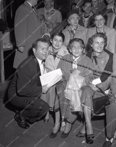 1954 Oscars Johnny Grant and crowd Academy Awards aa1954-08</br>Los Angeles Newspaper press pit reprints from original 4x5 negatives for Academy Awards.
