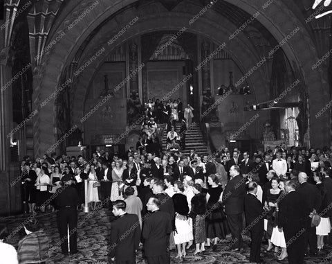 1955 Oscars fans wait stars arrival Academy Awards aa1955-02</br>Los Angeles Newspaper press pit reprints from original 4x5 negatives for Academy Awards.