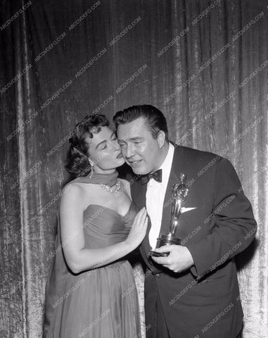 1955 Oscars Donna Reed Edmond O'Brien Academy Awards aa1955-43</br>Los Angeles Newspaper press pit reprints from original 4x5 negatives for Academy Awards.