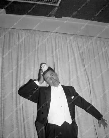 1956 Oscars Jerry Lewis backstage clowning around Academy Awards aa1956-04</br>Los Angeles Newspaper press pit reprints from original 4x5 negatives for Academy Awards.