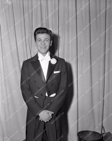 1956 Oscars Tommy Sands backstage Academy Awards aa1956-05</br>Los Angeles Newspaper press pit reprints from original 4x5 negatives for Academy Awards.