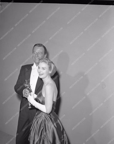 1956 Oscars John Wayne Joanne Woodward Academy Awards aa1956-31</br>Los Angeles Newspaper press pit reprints from original 4x5 negatives for Academy Awards.