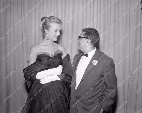 1957 Oscars Inger Stevens and press Academy Awards aa1956-43</br>Los Angeles Newspaper press pit reprints from original 4x5 negatives for Academy Awards.