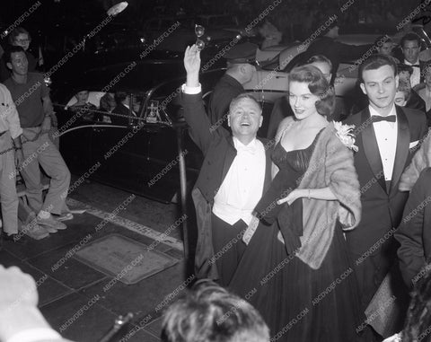 1957 Oscars Mickey Rooney and babe arrive Academy Awards aa1956-57</br>Los Angeles Newspaper press pit reprints from original 4x5 negatives for Academy Awards.