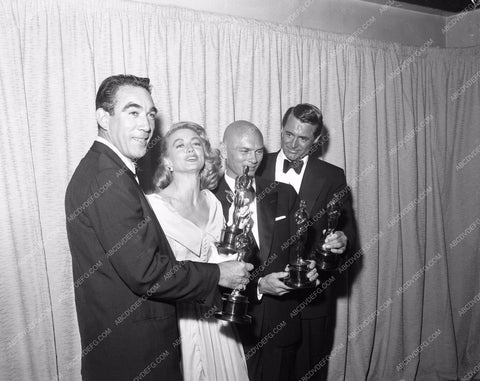 1957 Oscars Anthony Quinn Cary Grant Yul Brynner Dorothy Malone aa1956-69</br>Los Angeles Newspaper press pit reprints from original 4x5 negatives for Academy Awards.