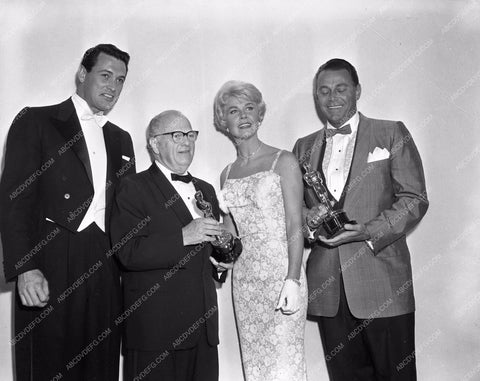 1958 Oscars Rock Hudson Doris Day Academy Awards aa1958-01</br>Los Angeles Newspaper press pit reprints from original 4x5 negatives for Academy Awards.