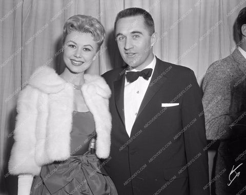 1958 Oscars Mitzi Gaynor and date Academy Awards aa1958-07</br>Los Angeles Newspaper press pit reprints from original 4x5 negatives for Academy Awards.