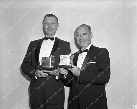 1958 Oscars technical folks and their statues Academy Awards aa1958-21</br>Los Angeles Newspaper press pit reprints from original 4x5 negatives for Academy Awards.