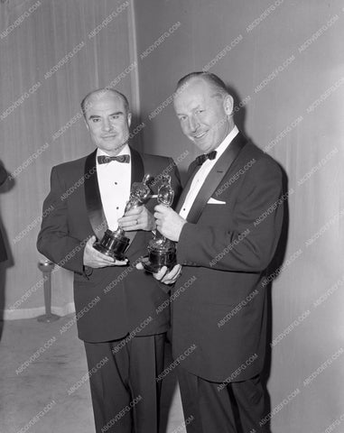 1958 Oscars technical folks and their statues Academy Awards aa1958-39</br>Los Angeles Newspaper press pit reprints from original 4x5 negatives for Academy Awards.