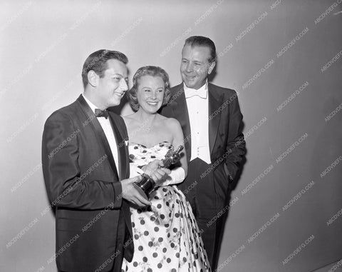 1958 Oscars Andre Previn June Allyson Dick Powell Academy Awards aa1958-40</br>Los Angeles Newspaper press pit reprints from original 4x5 negatives for Academy Awards.