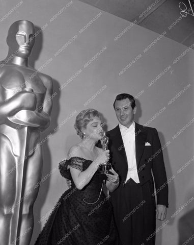 1959 Oscars Rock Hudson Simone Signoret Academy Awards aa1959-56</br>Los Angeles Newspaper press pit reprints from original 4x5 negatives for Academy Awards.