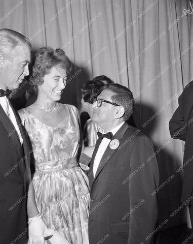 1959 Oscars James Stewart wife and reporter Academy Awards aa1959-58</br>Los Angeles Newspaper press pit reprints from original 4x5 negatives for Academy Awards.