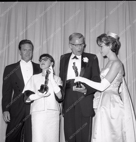 1960 Oscars Robert Stack Edith Head Barbara Rush Academy Awards aa1960-84</br>Los Angeles Newspaper press pit reprints from original 4x5 negatives for Academy Awards.