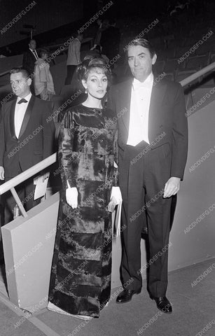 1964 Oscars Gregory Peck and wife arriving Academy Awards aa1965-30</br>Los Angeles Newspaper press pit reprints from original 4x5 negatives for Academy Awards.