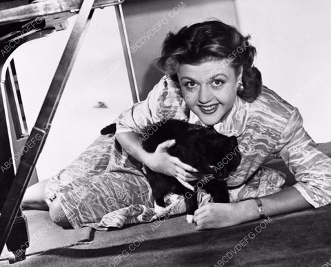 Angela Lansbury and her cat under the piano 8b20-0116