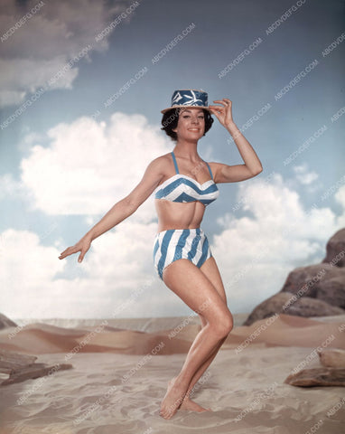 Ziva Rodann in blue and white bikini pinup pose 8b20-0672