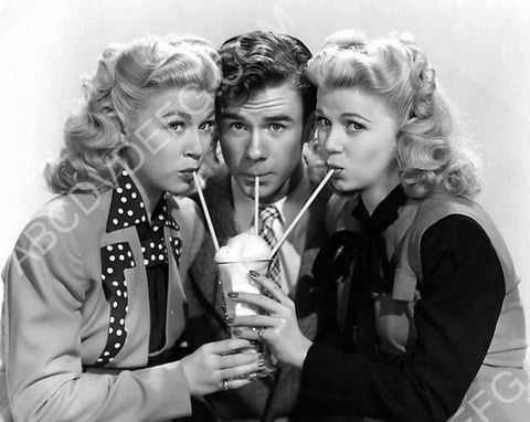 gorgeous twin sisters Lee & Lyn Wilde sharing a milk shake 8b20-11589