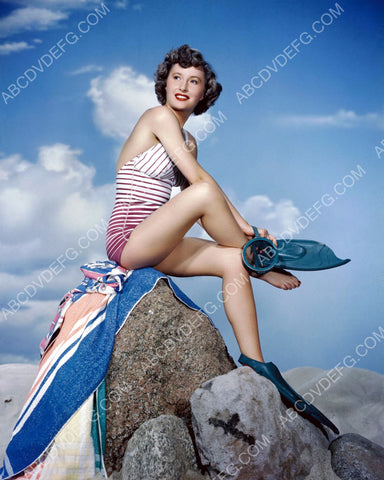 Barbara Stanwyck in swimsuit w flippers and snorkel equipment 8b20-11817