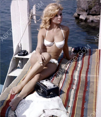 Brigitte Bardot in bikini sunbathing w binoculars and radio 8b20-12827