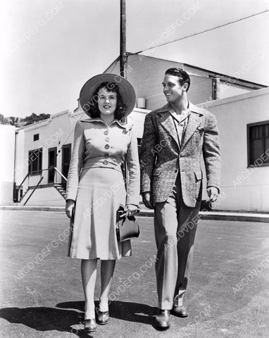 Deanna Durbin Robert Stack on studio backlot 8b20-14247