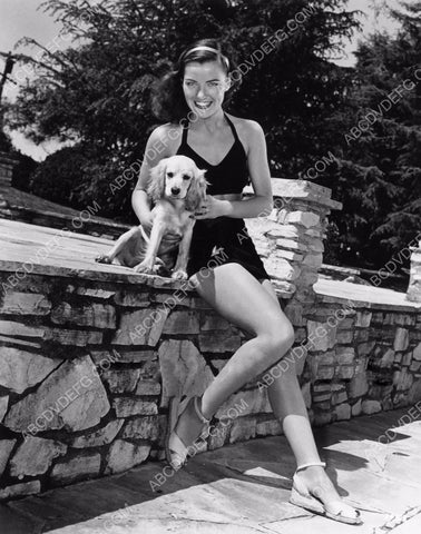 beautiful Ella Raines and her dog out by the pool 8b20-14495