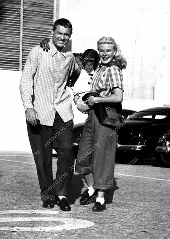 Cary Grant Ginger Rogers and a monkey on studio backlot 8b20-14732