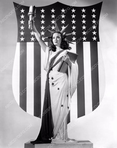 Ann Blyth as Statue of Liberty w American Flag Shield patriotic pose 8b20-14934